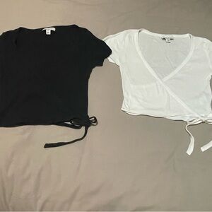 Topshop Black and White Wrap Blouses